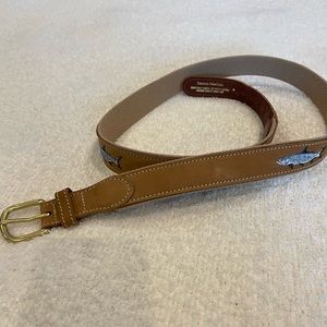 Leather Man leather belt with embroidered fish belt